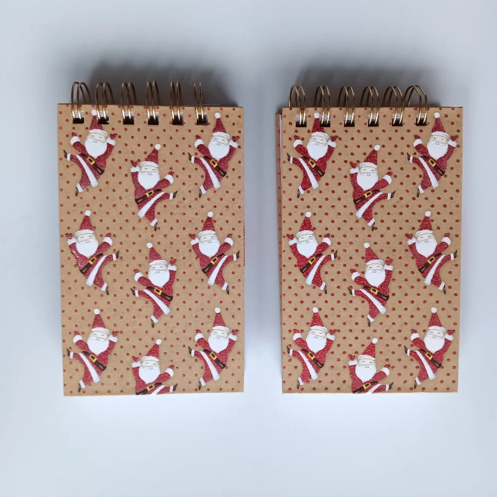 NEW Christmas Spiral Bound Notepads with Pen Nutcracker Santa Gold Red Gifts